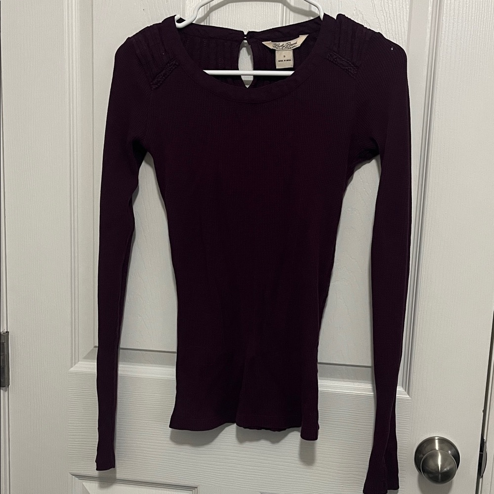 Lucky Brand Purple Waffle knit Long Sleeve Top